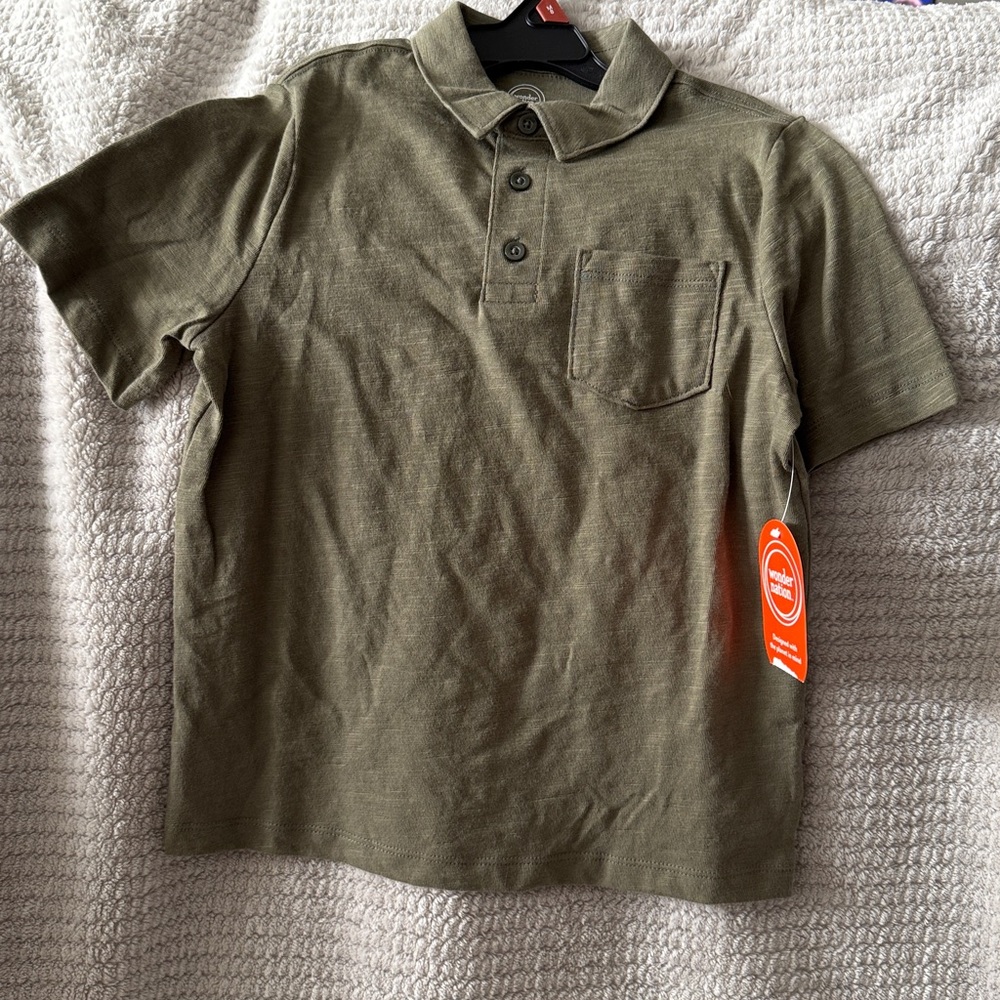 Wonder Nation Kids size 8 Olive Green Pocket Polo Shirt